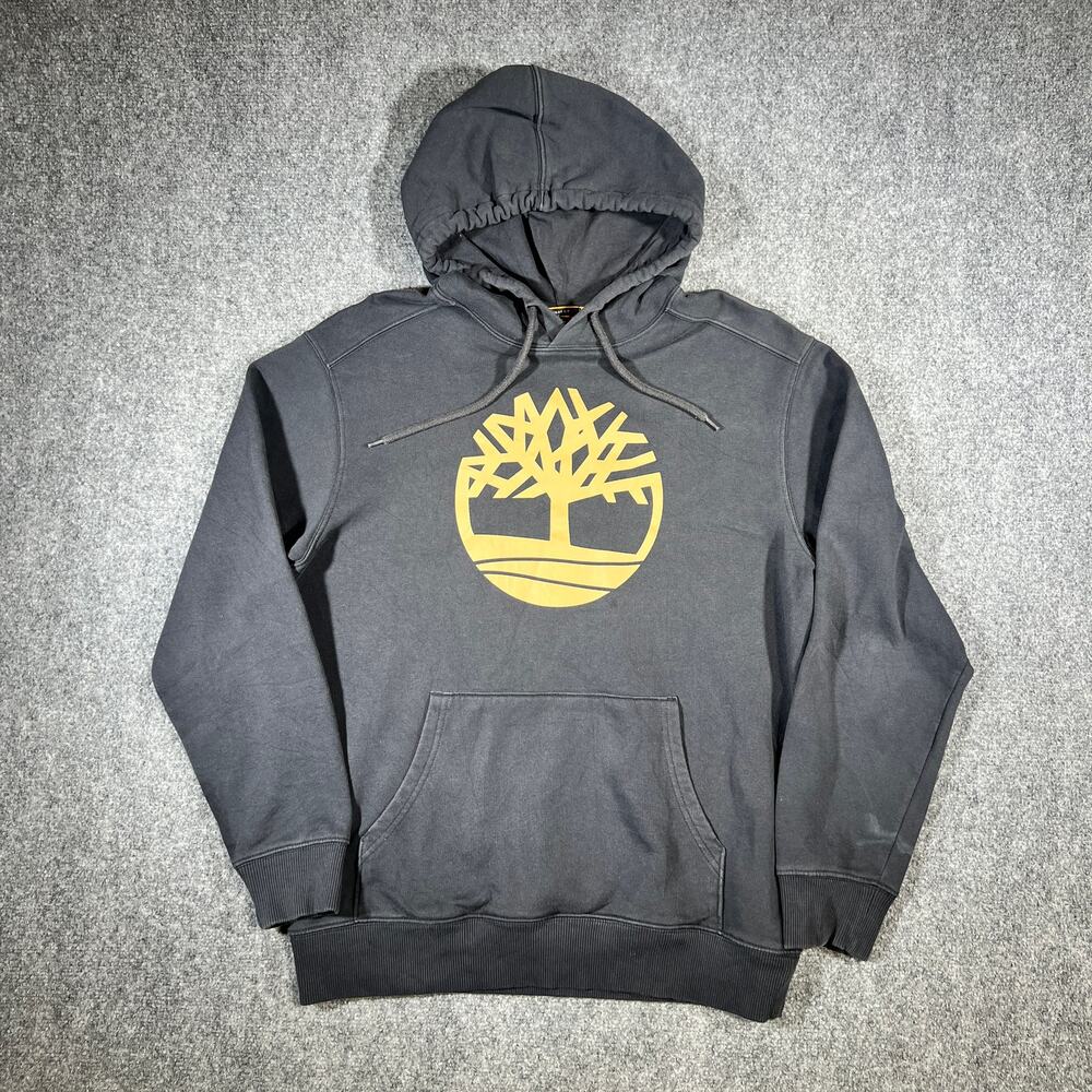 Timberland Black Tree Logo Pullover Hoodie Medium Regular Fit